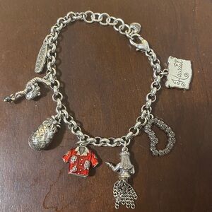 Brighton Silver  hawaii Charm Bracelet with Red Enamel Aloha Shirt Charm